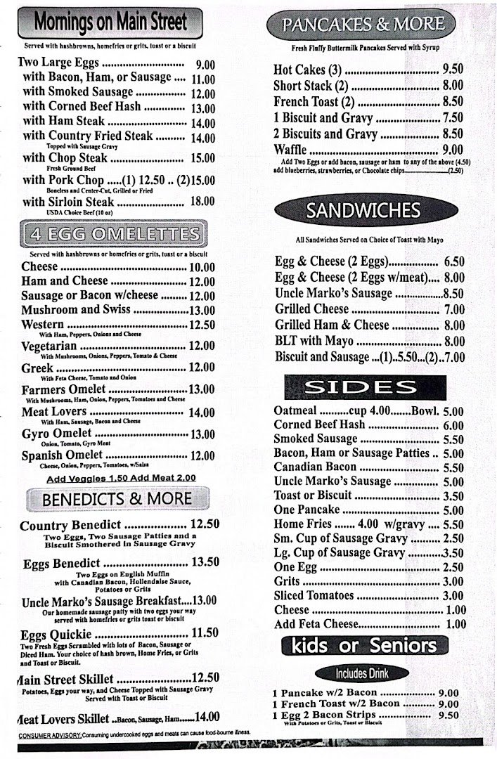 Casual diner tables with breakfast plates
