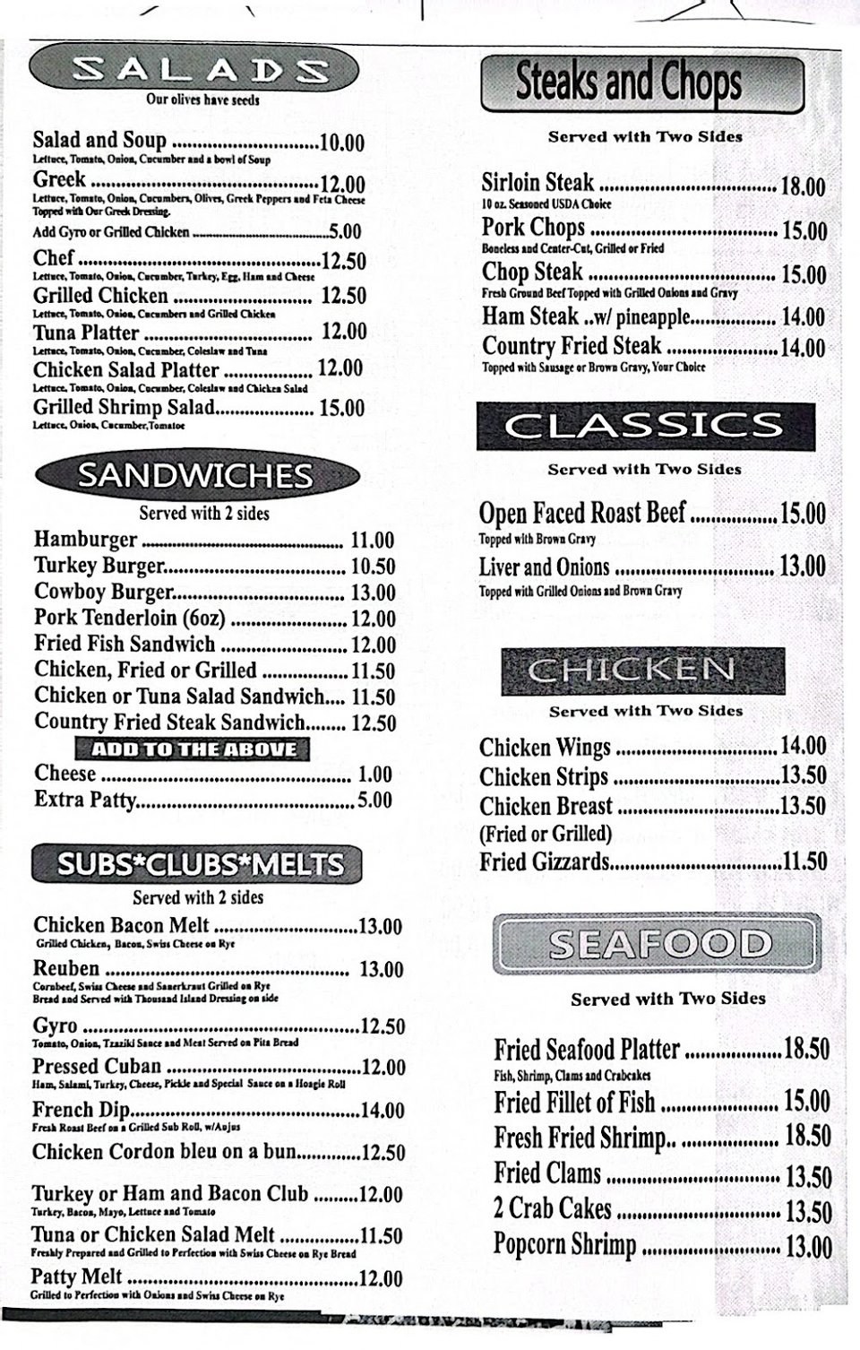 Breakfast menu board with eggs and toast
